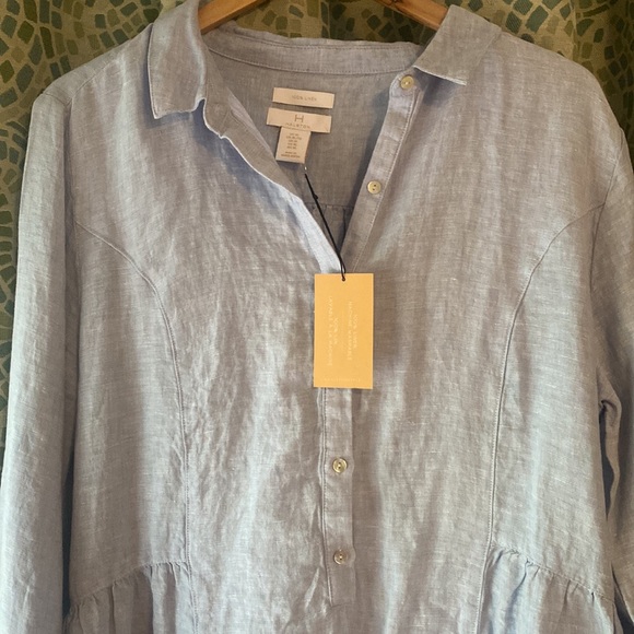 Halston Linen Collared Shirt Dress NWT XL - Picture 5 of 9